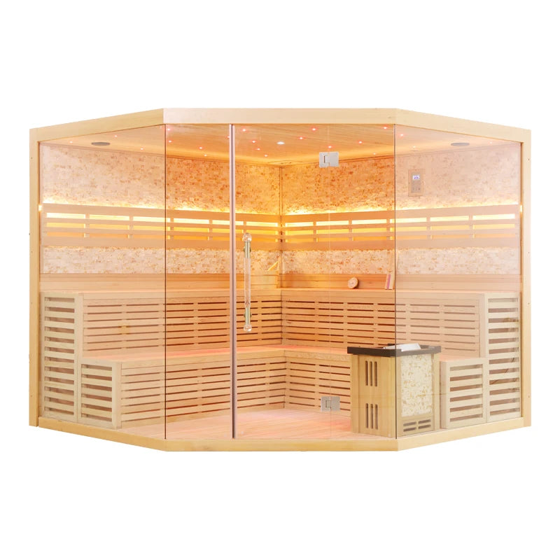 HELIUS New Recommended Indoor Large Size Steam Room Luxury Family Steam Sauna Room With Electric Sauna Stove