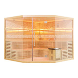 HELIUS New Recommended Indoor Large Size Steam Room Luxury Family Steam Sauna Room With Electric Sauna Stove
