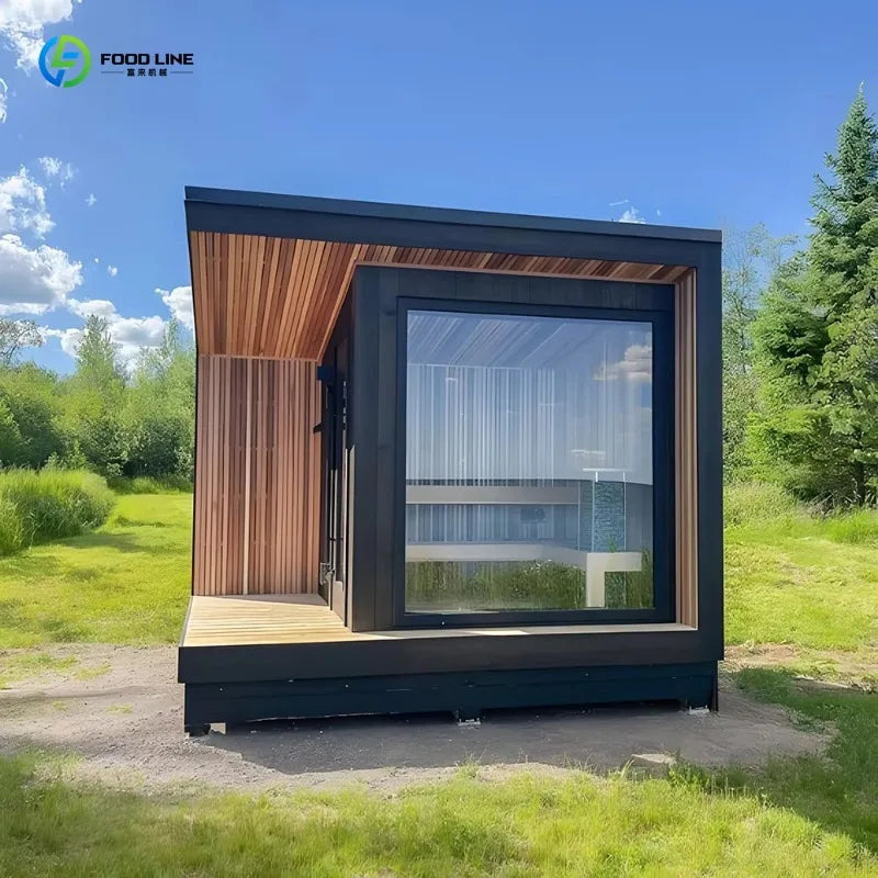 Customized Popular Outdoor Mobile Sauna Room 4-8 People Electric+Wood Stove Combo Shower Solid Wood Factory