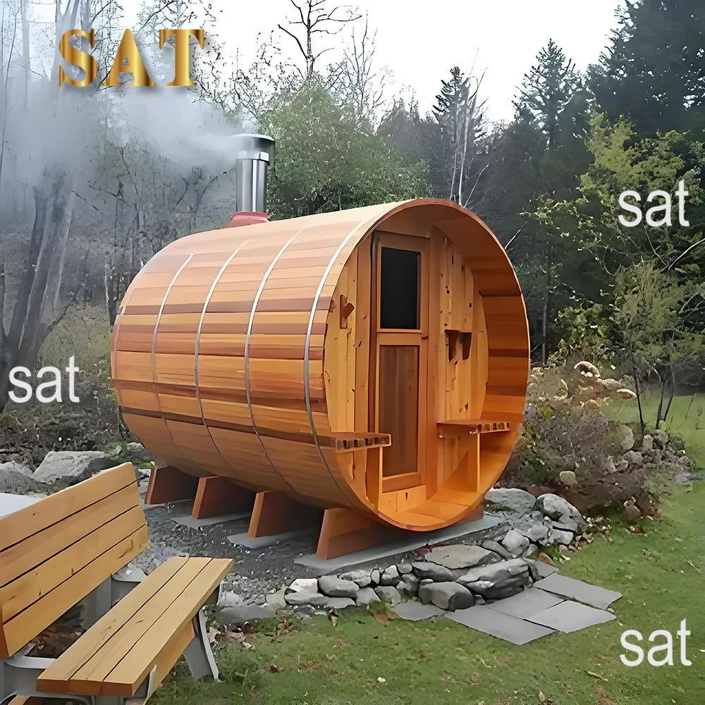 &s Wholesale Canadian Hemlock Solid Wood Traditional Steam Sauna Barrel Outdoor
