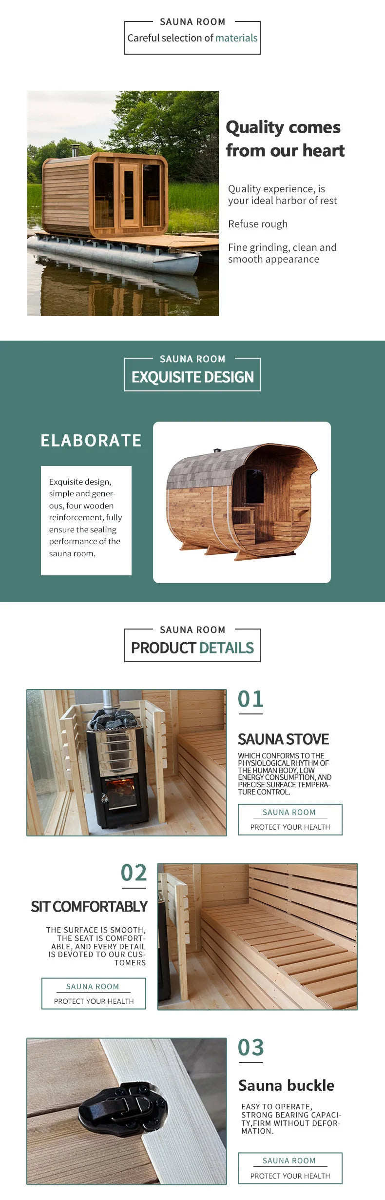 New design Canadian red cedar cube outdoor sauna traditional wooden sauna for home use