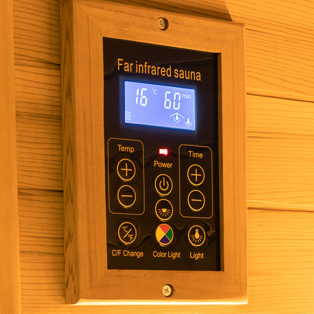 Wizzisaunas 909MRX — Outdoor Barrel Sauna in Red Cedar (Left Door)